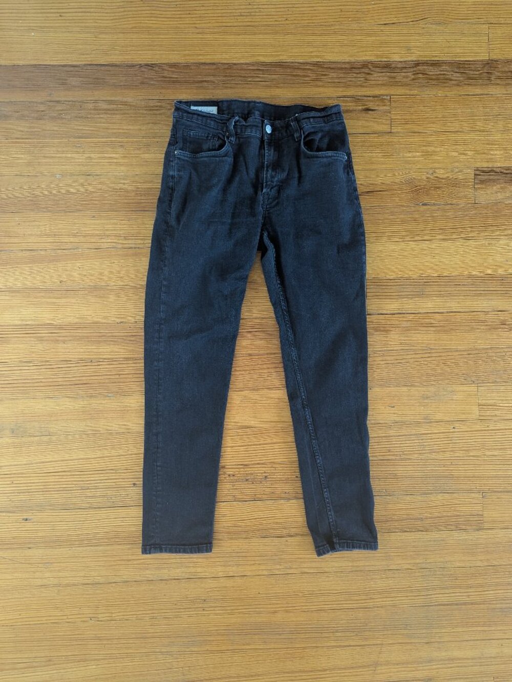 Zara Mens Black Denim Jeans Size USA 32 / EUR 42 Slim Straight Leg Washed